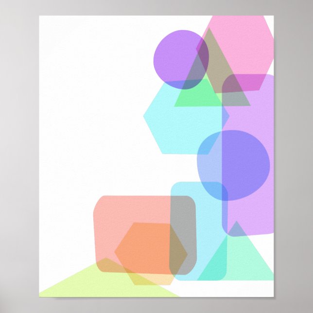 Simple Asymmetrical Pastel Color Geometric Shapes Poster (Front)