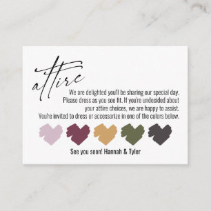 Simple Attire Wedding Colour Palette Suggestions Enclosure Card