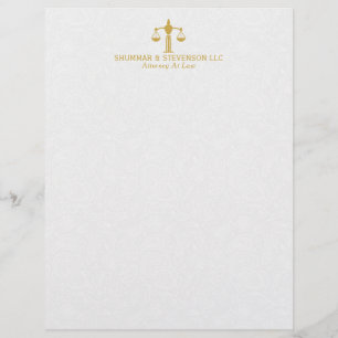 Simple Attorney At Law-Simple Gold Scale & Border Letterhead