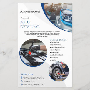 simple Auto Detailing Cleaning Service Business Flyer