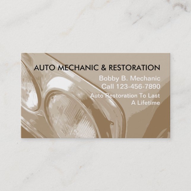 Simple Auto Restoration Business Cards (Front)