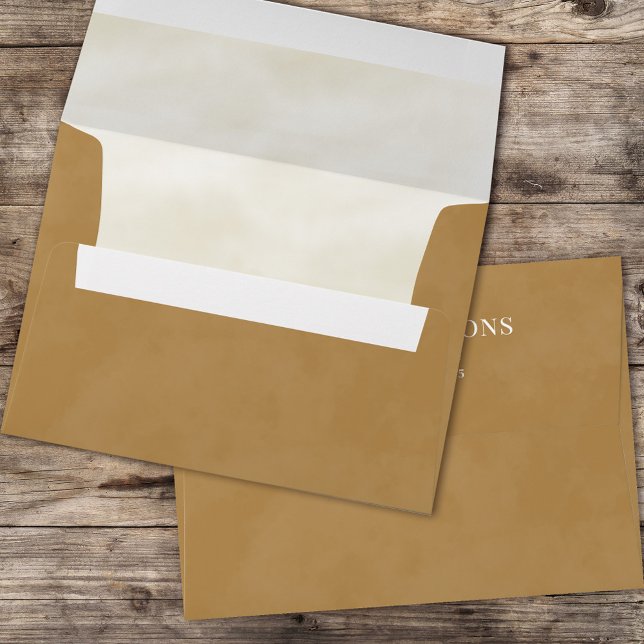 Simple Autumn Fall Golden Bronze Watercolor  Envelope (Simple envelope with lovely golden brown textured effect background. )