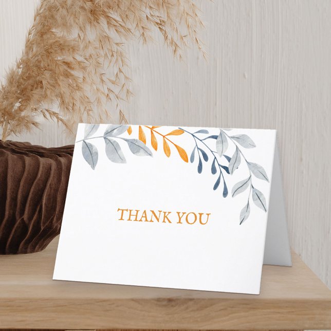 Simple Autumn Foliage Thank You Card (Fall themed thank you card with autumn leaves)