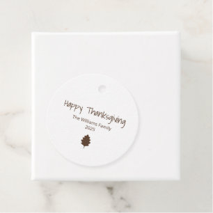 Simple Autumn Leaf Modern Family Thanksgiving Favour Tags
