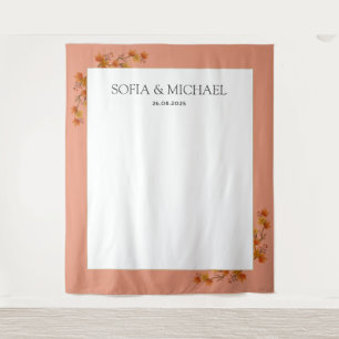 Simple Autumn Pink Wedding Photo Booth Backdrop Tapestry