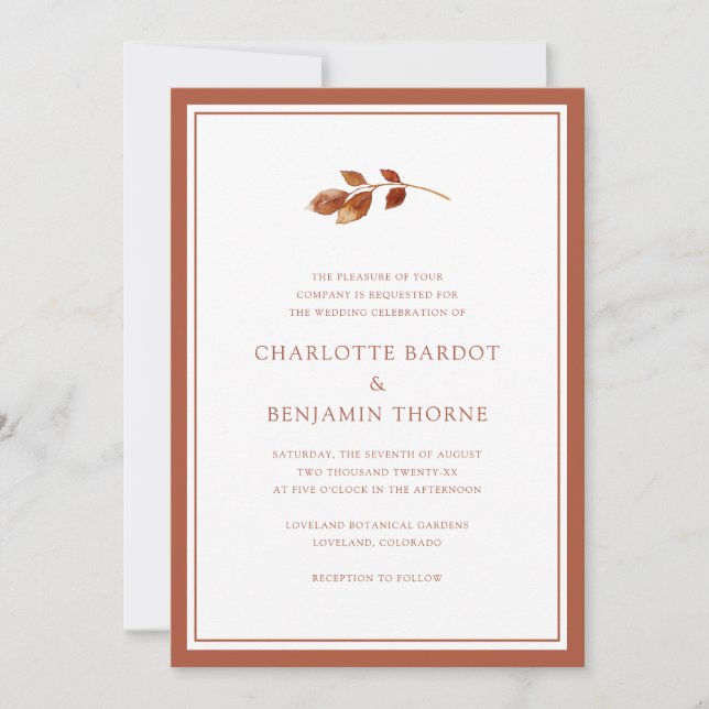 Simple Autumn Wedding Invitation (Front)