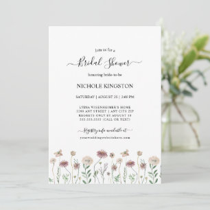 Simple Autumn Wildflower Border Bridal Shower Invitation