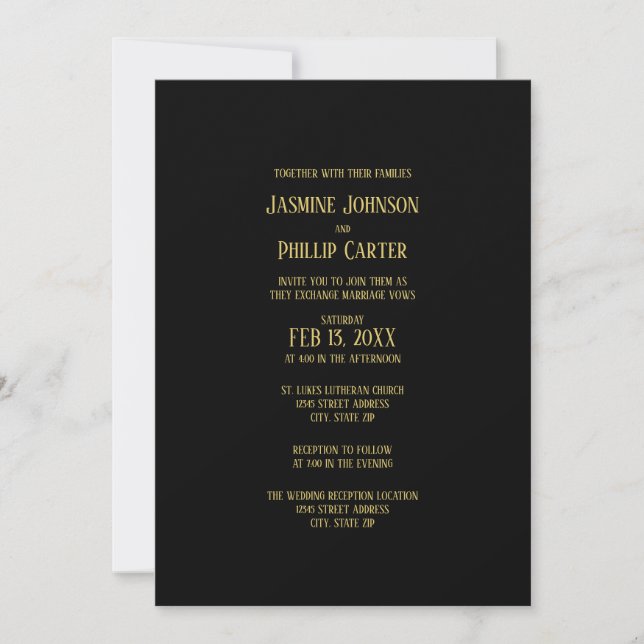Simple B&G Design - Invitation Mariage/Réception (Devant)