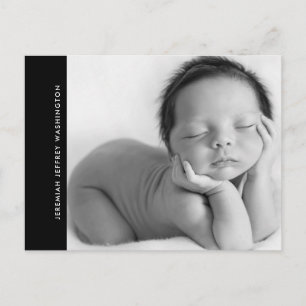 Simple B/W Baby Birth B/W Photo Announcement  Postcard
