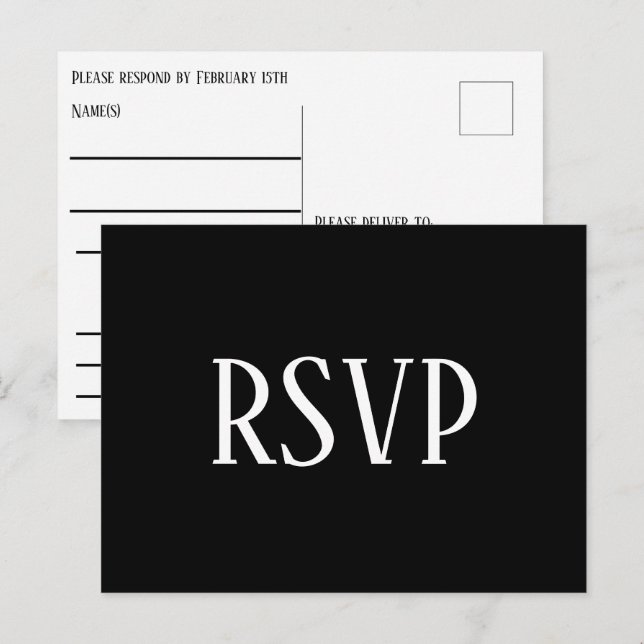 Simple B&W Design- RSVP/Dinner Choices Postcard (Front/Back)