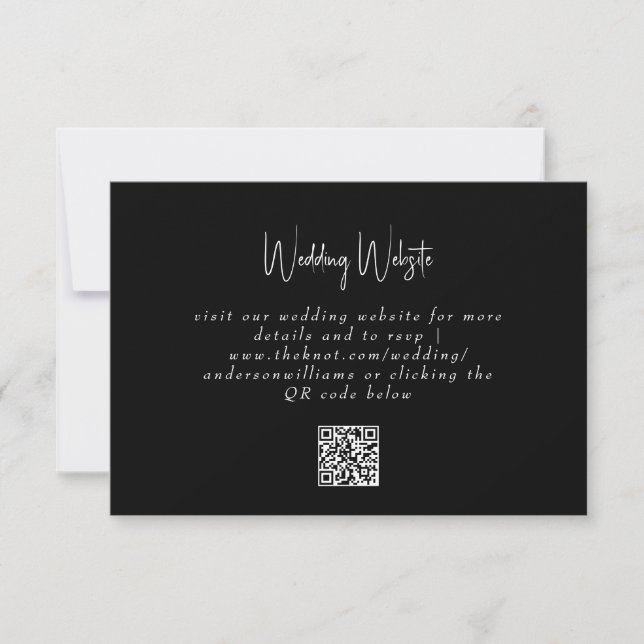 Simple B/W Wedding QR Code Website RSVP Card (Front)