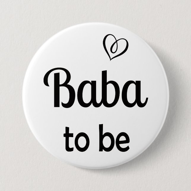 Simple Baba to be Baby Shower Pin Button (Front)