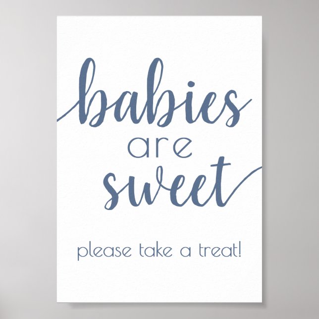 Simple Babies are Sweet | Dusty Blue Shower Sign (Front)