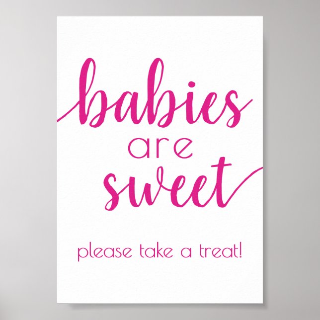 Simple Babies are Sweet | Hot Pink Shower Sign (Front)