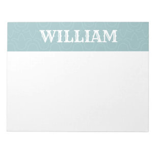 Simple baby blue personalized name stripes  notepad