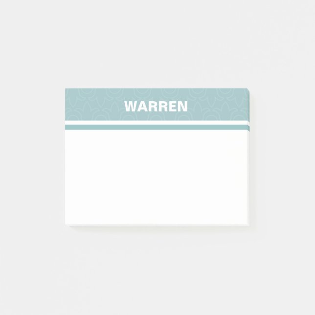 Simple baby blue personalized name stripes post-it notes (Front)