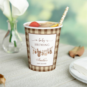 Simple Baby Is Brewing Doodle Coffee Baby Shower I Paper Cups
