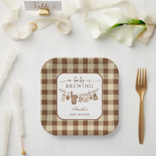 Simple Baby Is Brewing Doodle Coffee Baby Shower I Paper Plate