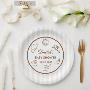 Simple Baby Is Brewing Doodle Coffee Baby Shower Paper Plate