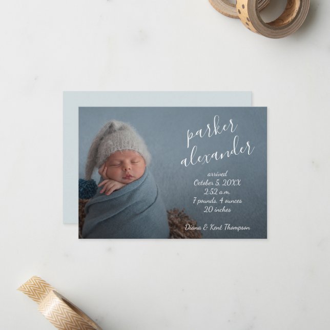 Simple Baby Photo Birth Announcements (Front/Back In Situ)
