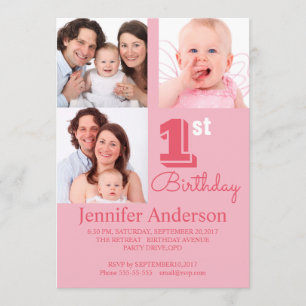 Simple Baby Photo Birthday Invitation