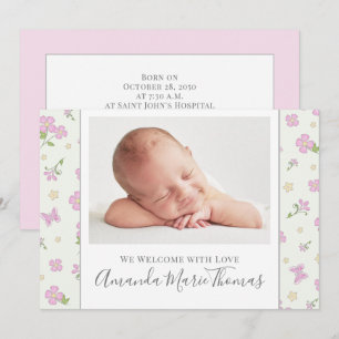 Simple Baby Pink Stylish Photo Calligraphy Script Announcement
