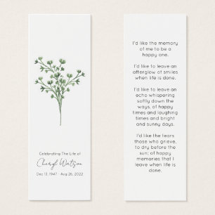 Simple Baby’s Breath Funeral Memorial Bookmark