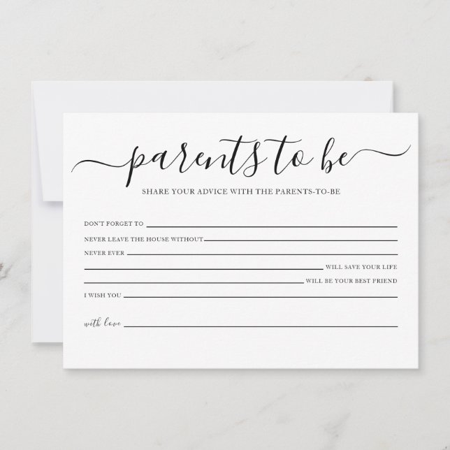 Simple Baby Shower Advice for the Parents Card (Front)