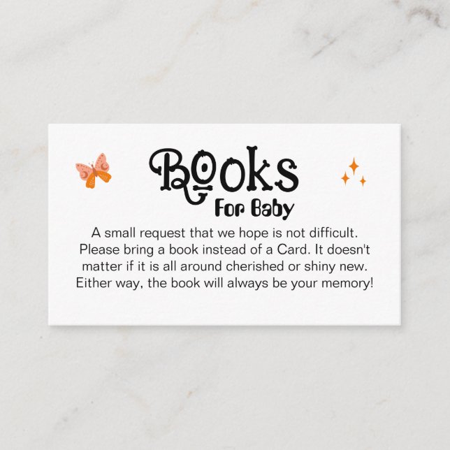 Simple Baby Shower Book Request Black Calligraphy Enclosure Card (Front)
