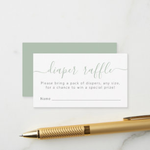 Simple Baby Shower Diaper Raffle Ticket Green Enclosure Card