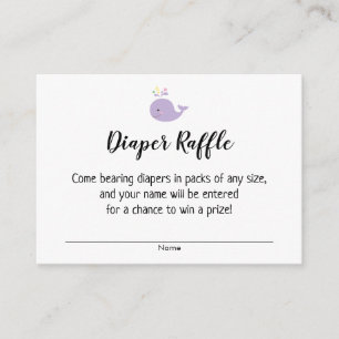 Simple Baby Shower Diaper Raffle Tickets, Whale Enclosure Card