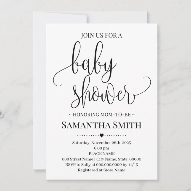Simple Baby Shower Modern Minimalist mom to be Invitation (Front)