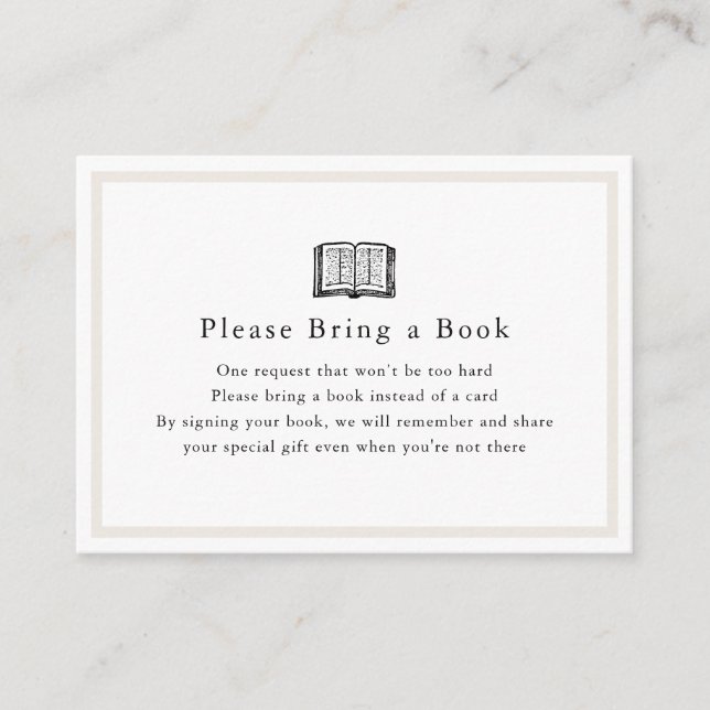 Simple Baby Shower Please Bring a Book Card (Front)