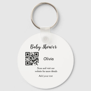 Simple baby shower website barcode QR add name det Keychain