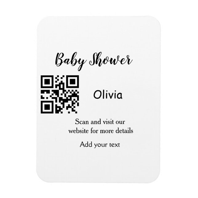 Simple baby shower website barcode QR add name det Magnet (Vertical)