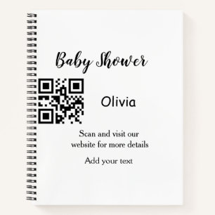 Simple baby shower website barcode QR add name det Notebook
