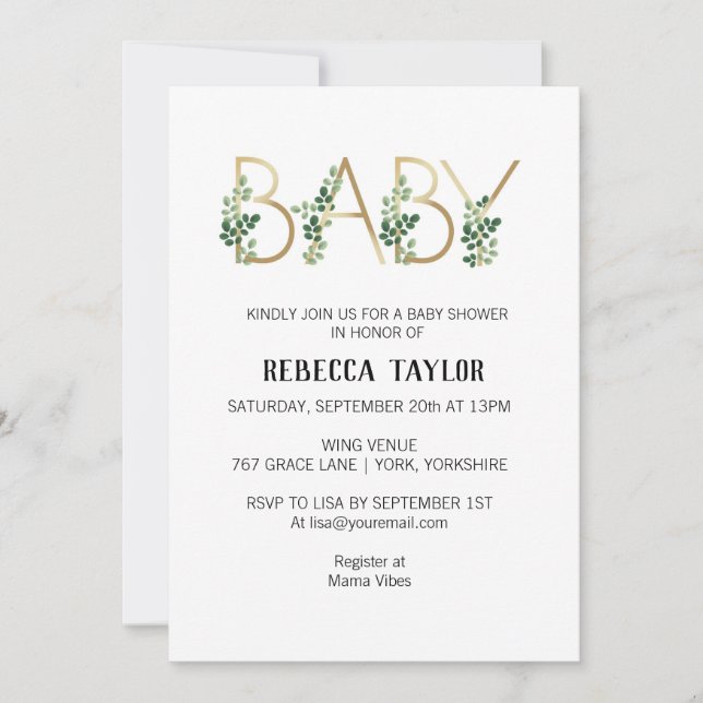 Simple Baby Slogan Baby Shower Invitation (Front)