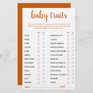 Simple Baby Traits   Fall Orange Prediction Game