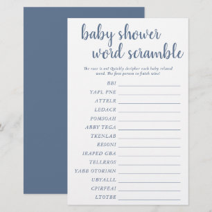 Simple Baby Word Scramble Dusty Blue Game Card
