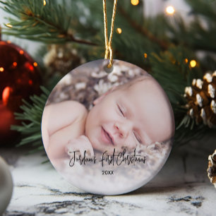 Simple Baby's First Christmas Ceramic Ornament