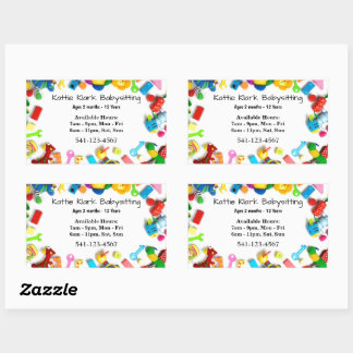 Simple Babysitting Business Cards Sticker