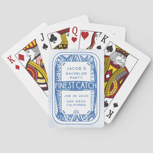 Simple Bachelor Party Fishing Guys Weekend Trip Playing Cards (Back)