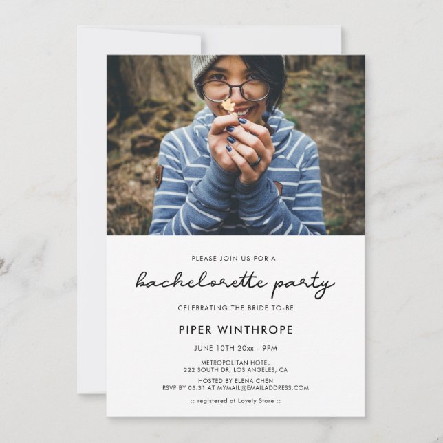Simple Bachelorette Party photo Invitation (Front)