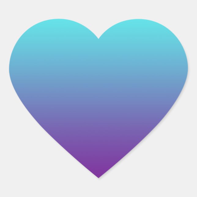 Simple Background Gradient Turquoise Blue Purple Heart Sticker (Front)