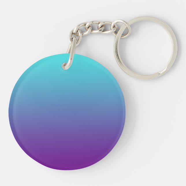 Simple Background Gradient Turquoise Blue Purple Keychain (Back)
