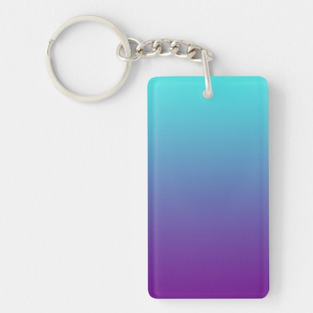 Simple Background Gradient Turquoise Blue Purple Keychain (Front)