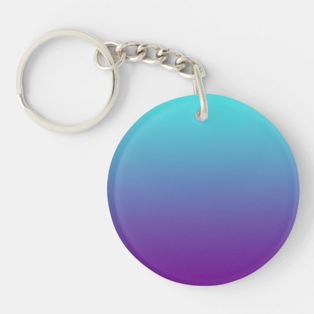 Simple Background Gradient Turquoise Blue Purple Keychain (Front)