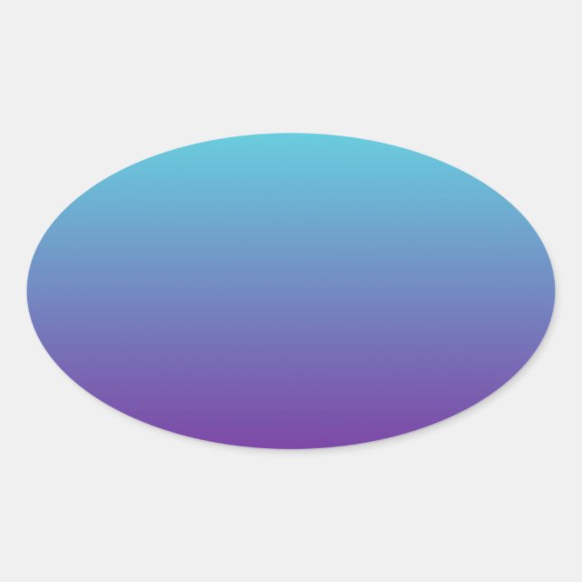 Simple Background Gradient Turquoise Blue Purple Oval Sticker (Front)