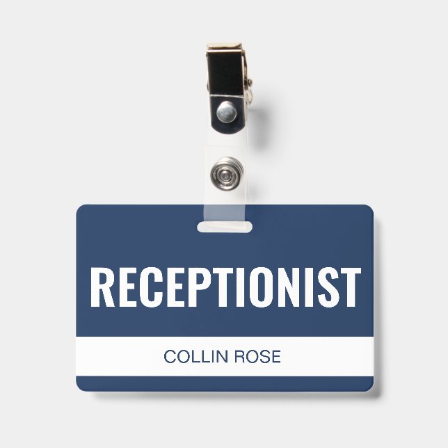 Simple Badge d'identité de l'employé de la récepti (Avant avec clip)