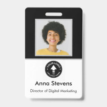 Simple Badge Employé Minimaliste QR et Code-barres